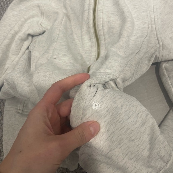 Lulumeon scuba hoodie heathered light cotton fleece gold with rose gold zip - Picture 6 of 13